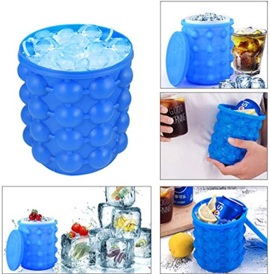 FIVANIO Silicone Reusable Silicon ICE Cube Maker Cubes Ball MAKER Bucket ICE Bucket Blue Silicone Ice Cube Tray(Pack of1)