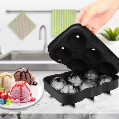 Sygnius 0.5 L Silicone 6 Round Ice Ball Cube Tray Sphere Mold Bar Whiskey Cocktails Ice Bucket(Multicolor)
