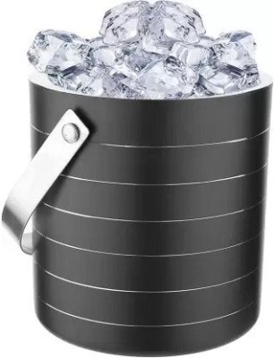 Easyroot 1.5 L Steel Double Walled Insulated Ice Bucket with Lid and Ice Tong (1.5 ltr) Ice Bucket(Black)