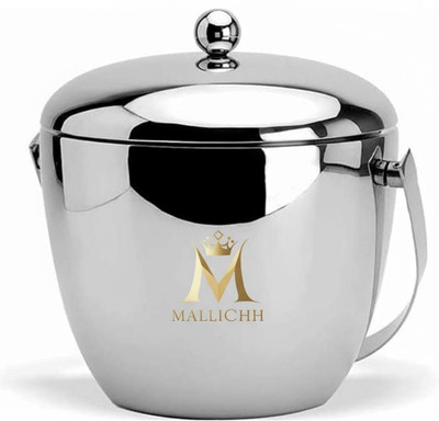 MALLICHH 1.5 L Steel Apple Double Walled Insulated Stainless Steel Ice Bucket Ice Bucket(Silver)