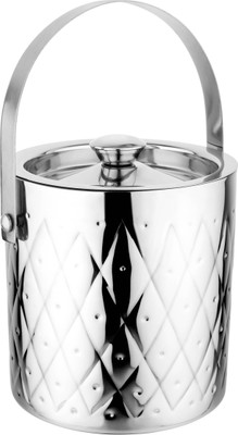 PRABHA 1.5 L Steel Double Insulated Wall Stainless Steel Aqua Ice Bucket With Tongs Included Ice Bucket(Silver)