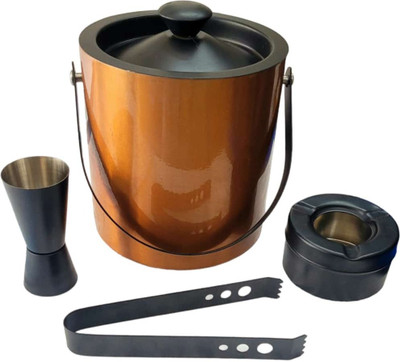 Nooks 1.5 L Steel Ice Bucket 1.5L with Bar accessories for Home and Bar and Restaurant Ice Bucket(Gold)