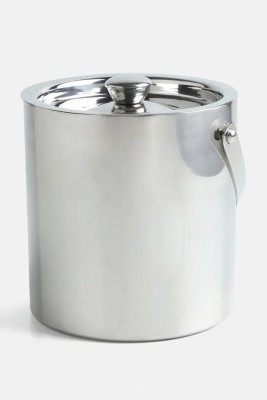MINDKING 1.5 L Steel Insulated Wall Stainless Stee 5 Star Ice Bucket With Tongs Included Ice Bucket Ice Bucket(Silver)