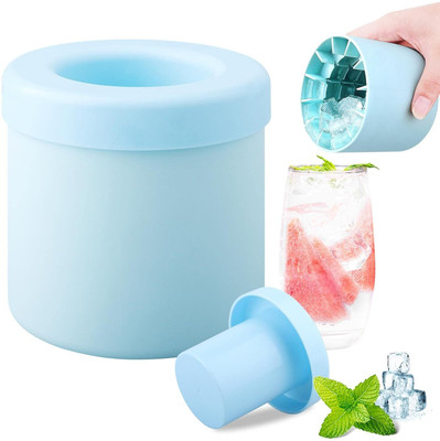 HavenFlix 1 L Silicone Silicone Ice Cube Bucket, Mini Cylinder Ice Cube Mold, 60 Ice Cubes Maker Tray Ice Bucket(Multicolor)