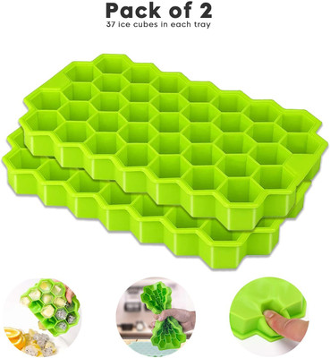 REVATAKG 1 L Silicone Silicone Ice Cube Tray, Easy Reusable Flexible 37 Cavity BPA Free ( Pack Of 2 ) Ice Bucket(Multicolor)