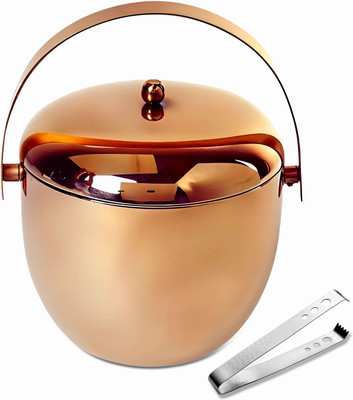 BARDECOR 1.5 L Steel Rose Gold Pvd Apple ice Bucket in 1.5 ltr, Stainless Steel Double Wall Insulated Ice Bucket(Gold)