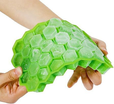 Fulkiza Silicon ice cube tray for freezer flexible and durable pack of 1 Multicolor Silicone Ice Cube Tray(Pack of1)