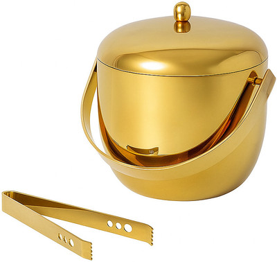 BARDECOR 1.5 L Steel Gold Ice Bucket 1.5L 1Pc Ice Bucket(Gold)