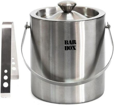 bar box 1.5 L Steel Double Walled Stainless Steel Insulated Ice Bucket with Lid and Tong Ice Bucket(Silver)
