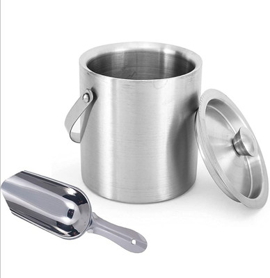 Nooks 1.5 L Steel Ice Bucket 1.5ltr with Ice Scope for Home bar Accessories, Mini bar Ice Bucket(Steel)