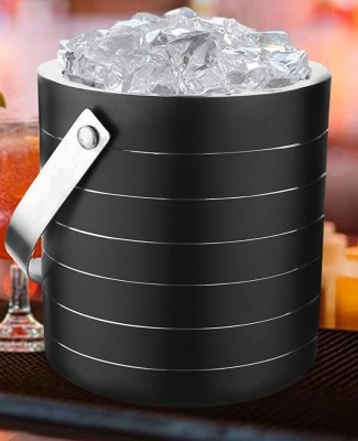 AppEasy 1.5 L Steel Double Wall Insulated Ice Bucket with Ice Tong Ice Bucket(Black)