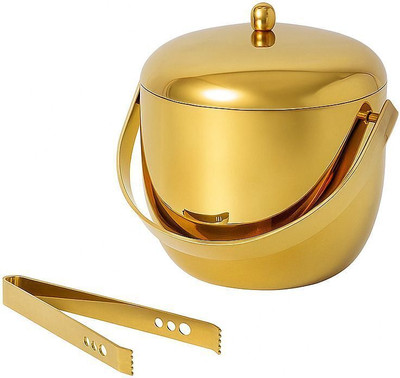 BARDECOR 1.5 L Steel Gold Ice Bucket 1.5L 1Pc Ice Bucket(Gold)