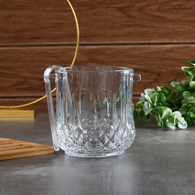 1st Time 1 L Glass Designer Glass Ice Bucket Ice Bucket(Clear)