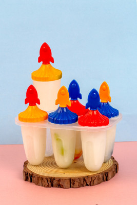 FLYUP Ice Pop Mold Set – 6-Cavity DIY Popsicle Maker with Fun Rocket-Shaped Handles Multicolor Plastic Ice Cube Tray(Pack of6)