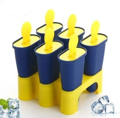 futurist world Ice Cream Mould Blue, Yellow Plastic Ice Cube Tray(Pack of6)