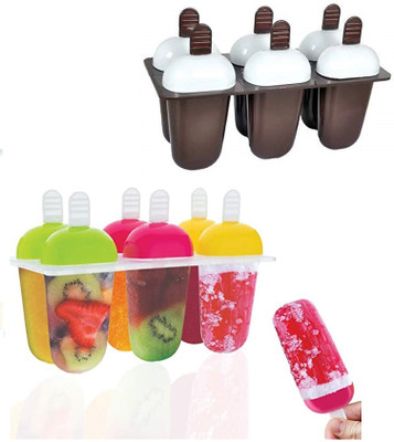 Adhunyk Brown, Multicolor Plastic Ice Cube Tray(Pack of2)