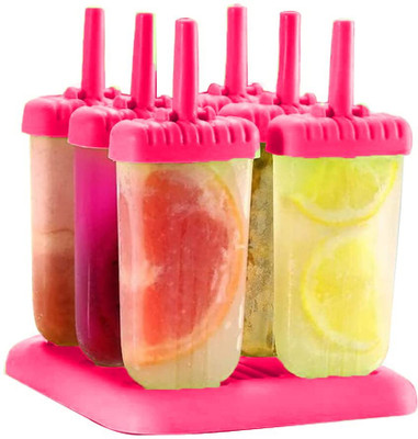 KARP Plastic Reusable Ice Pop Makers, Homemade 110 ML Ice Cream Maker Pink Plastic Ice Cube Tray(Pack of1)
