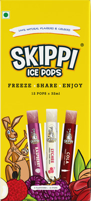 Skippi Icepops Cola, Raspberry, Litchee Natural Icepops Cola,Lychee,Raspberry Flavor(384 ml)