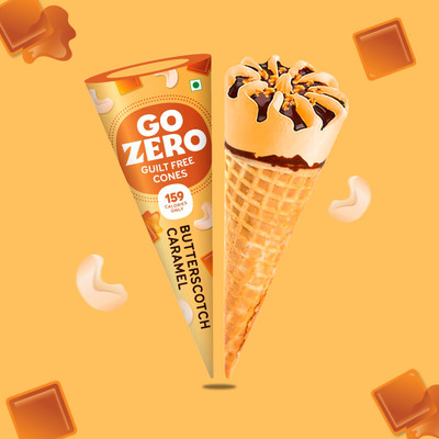 Go Zero Butterscotch Butterscotch Caramel Low Calorie Icecream Cone(120 ml)