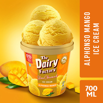 Kwality Wall's Mango The Dairy Factory Alphonso Mango Icecream(700 ml)