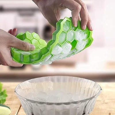 ENERAA HexaChill Silicone Honeycomb Ice Cube Tray – 37 Slots Green Silicone Ice Cube Tray(Pack of1)