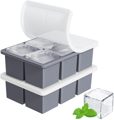 RBGIIT 6-Cube Silicone Ice Tray, Non-Toxic, BPA-Free, Flexible for Easy Ice Removal Multicolor Silicone Ice Cube Tray(Pack of2)
