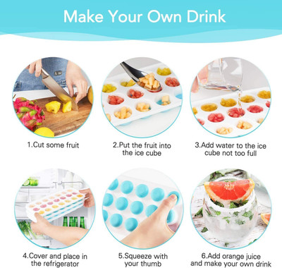 K2J 2 pcs 21 Cavity Pop Up Ice Cube Trays for Freezer Blue, Green Silicone Ice Cube Tray(Pack of2)