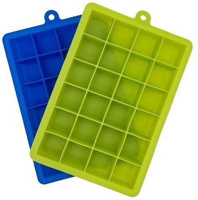 finix Silicone Ice Cube Trays 24 Cavity Per Ice Tray Green, Blue Silicone, Silicone Ice Cube Tray(Pack of2)