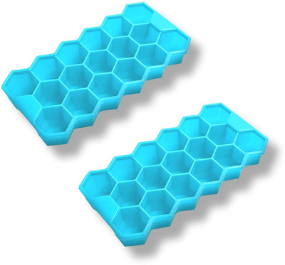 Shashi kiran Ice Cube Molds & Trays Easy Release Ice Cube Trays for Chilling , Blue Plastic Ice Cube Tray(Pack of2)