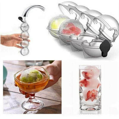 Jexix Large Ice Ball Maker, 5 x 5 Cm Ice Balls-1pc Clear Plastic, Silicone Ice Ball Tray(Pack of1)