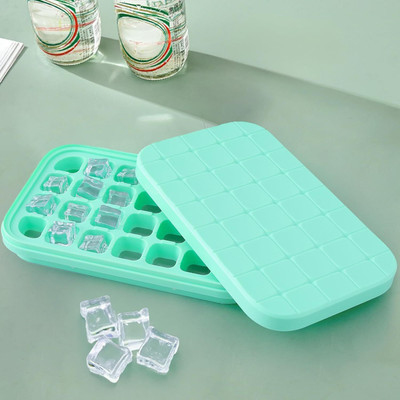 KUBER INDUSTRIES Single Layer Ice Cube Trays | 28 Compartments | Ice Cubes for Cocktails | Aqua Green Silicone Ice Cube Tray(Pack of1)