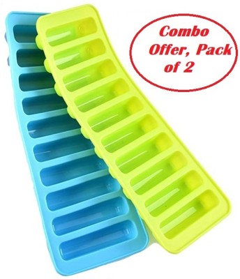 Kamview 2Pcs BPA Free Flexible Silicone stick Shape 10 slots ice cube maker for bottles Multicolor Silicone Ice Cube Tray(Pack of2)