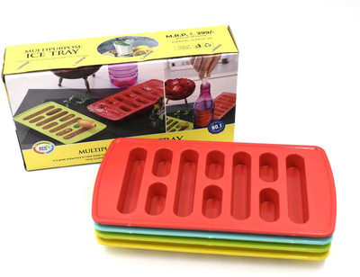 Eshop Flexible Mould Chocolate Cake Maker Kitchen Multicolor Plastic Ice Cube Tray Multicolor Plastic Ice Cube Tray(Pack of4)