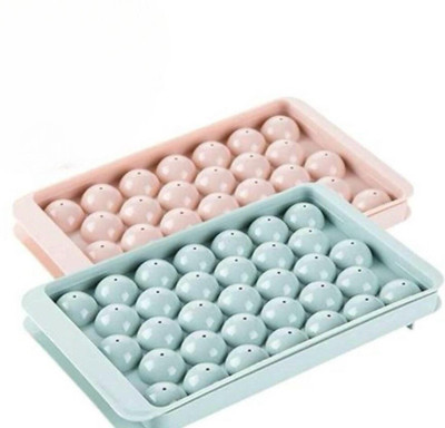 Suvarn Industries Ice Cube Tray with Lid, Ice Ball Maker Round Ice Cube Mold,Easy Release BPA Free Multicolor Plastic Ice Ball Tray(Pack of2)