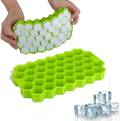 RUSEELA Ice Cube Tray with Silicon Ice Mold Trays Flexible Silicone Honeycomb Design Multicolor Silicone Ice Cube Tray(Pack of1)