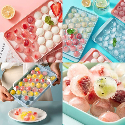 Crystal zone Ice Cube Tray for Freezer Chilling Cocktail Whiskey Reusable Flexible Trays (2) Multicolor Plastic Ice Cube Tray(Pack of2)