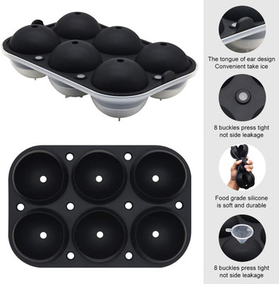 Zonkar Ice Ball Maker, Reusable Mold, Easy Release Round Sphere Tray with Lids & Funnel Black Silicone Ice Cube Tray(Pack of1)