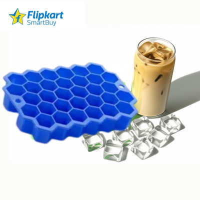 Tanira 37-Grid Honeycomb Ice Cube Tray Flexible Silicone Mould for Freezer (Pack of 1) Blue Silicone Ice Cube Tray(Pack of1)