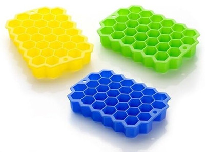 NEELI BHRINGA Freezer with Easy Release Flexible Silicone Bottom Multicolor Silicone Ice Cube Tray(Pack of3)