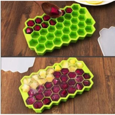 Shiv Rudra 1 pcs Cavity Ice Cube Tray Honeycomb Ice Cube Mold Food Grade Flexible Silicone Green Silicone Ice Cube Tray(Pack of2)