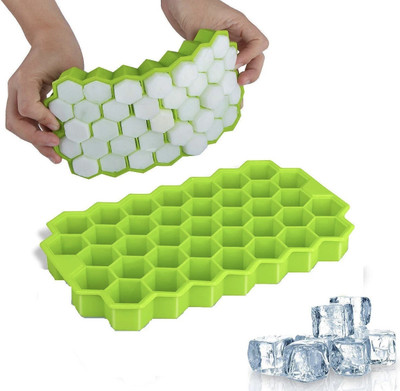 Dreamy Delights Silicone Ice Cube Tray For Freezer, Flexible Honeycomb Shape Mould Green Silicone, Plastic Ice Cube Tray(Pack of1)