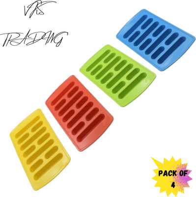 vks trading ICE CUBES 10 KIT KAT SHAPE ICE TRAY FOR WATER 4 PCS 5791 Multicolor Plastic Ice Cube Tray(Pack of4)