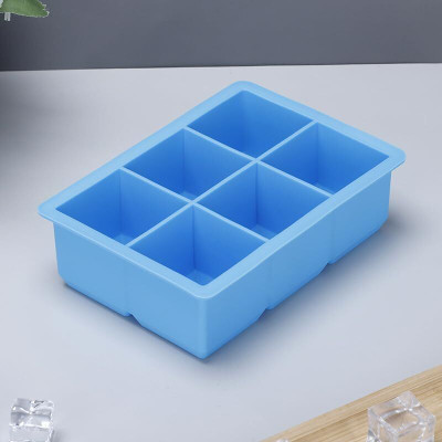 ATOOZED Food Grade Silicone Ice Cube Tray | 6 Big Square DIY Ice Maker Mold Multicolor Silicone Ice Cube Tray(Pack of1)