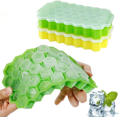 miRim 2 pc of silicone ice tray with lid Multicolor Silicone Ice Cube Tray(Pack of2)