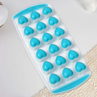 Oblivion Easy Push POP-UP Ice Tray with Flexible Silicone Bottom | Heart Shape | Blue Silicone Ice Cube Tray(Pack of1)