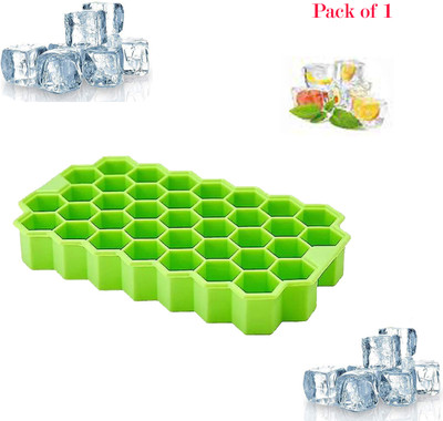 Smiling Cart Flexible Honeycomb Shape Kitchen Multicolor Silicone Ice Cube Tray 1Pcs Green Silicone Ice Cube Tray(Pack of1)