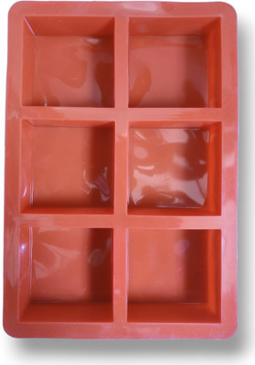 Grih Soukhya 6 Cavity/Slots Perfect Square Silicone Mould For Ice Tray, Soap, and Candles Red Silicone Ice Cube Tray(Pack of1)