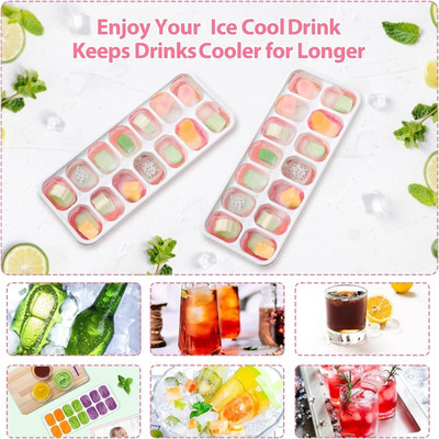 Huayue Multicolor Silicone, Plastic Ice Cube Tray(Pack of2)