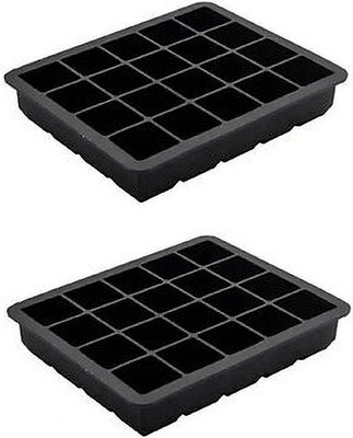 hotway Silicone Ice Cube Tray Set – Pack of 2, 24 Cubes Each, Easy Twist Release Black Silicone Ice Cube Tray(Pack of2)