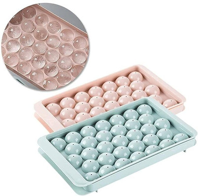 Ultrazon Round Ice Cube Tray Ball Maker Mold for Freezer Mini Circle Making 33PCS Sphere Multicolor Plastic Ice Cube Tray(Pack of1)